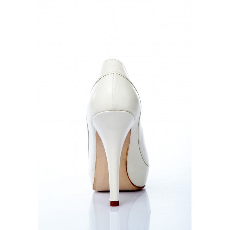 zapatos de novia blanco crudo con tacón de 12 cm plataforma oculta