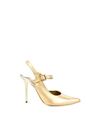 zapatos de mujer tacon alto 10 cm en piel metalizada dorada oro