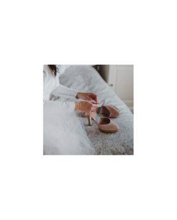 zapatos sandalias de novia rosas y oro con plataforma y lazo trasero rosita