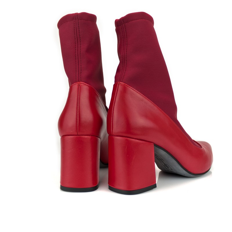 Asentar agitación Oferta botines mujer rojos caña elastica en piel con tacon acampanado de 6 cm