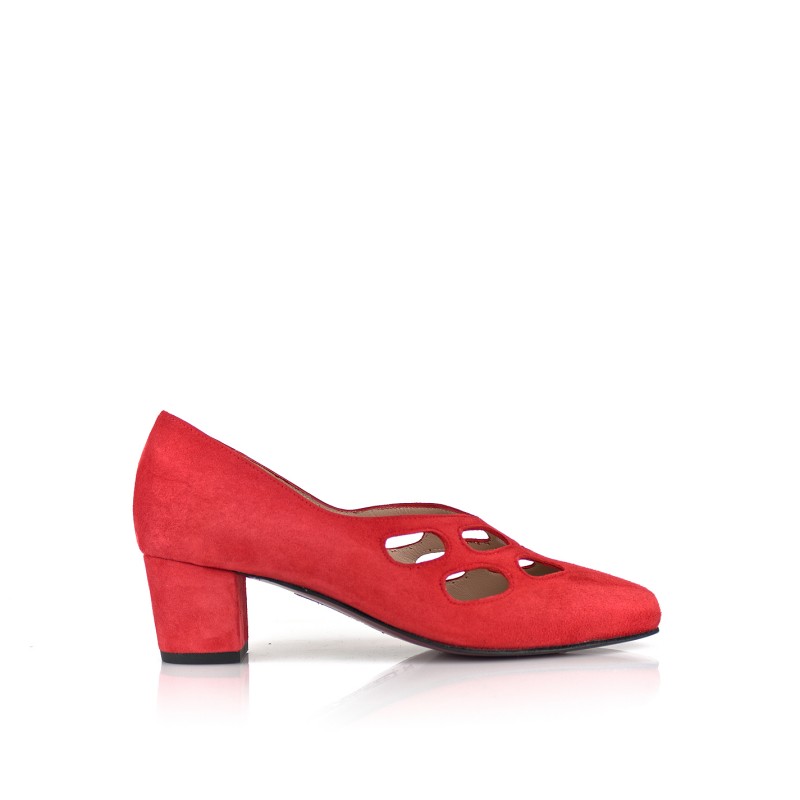 zapatos ante rojos de mujer ancho especial