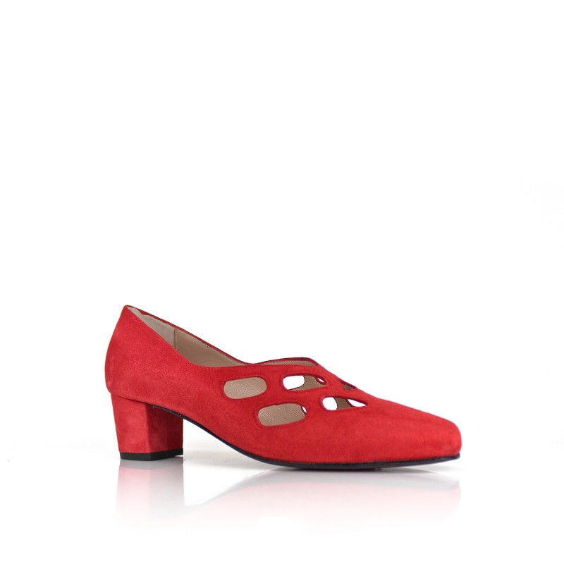 zapatos ante rojos de mujer ancho especial