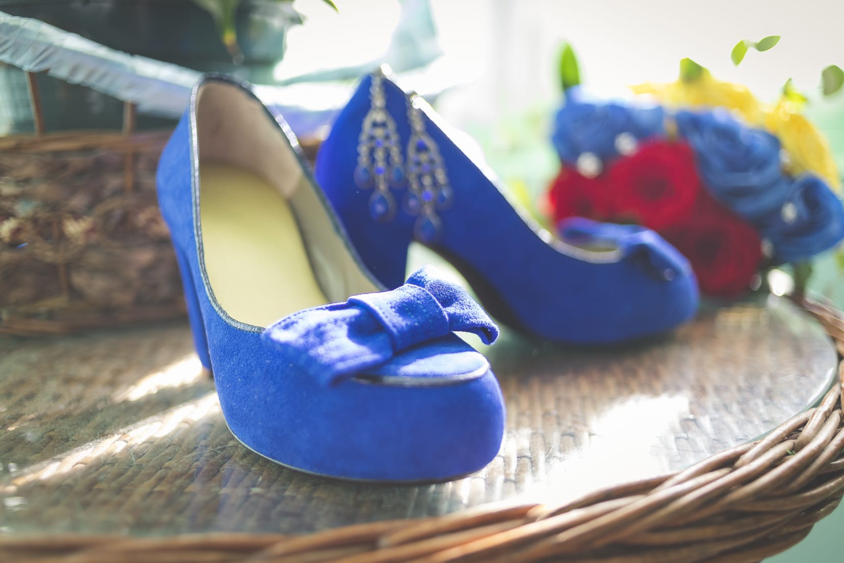 zapatos azules de novia